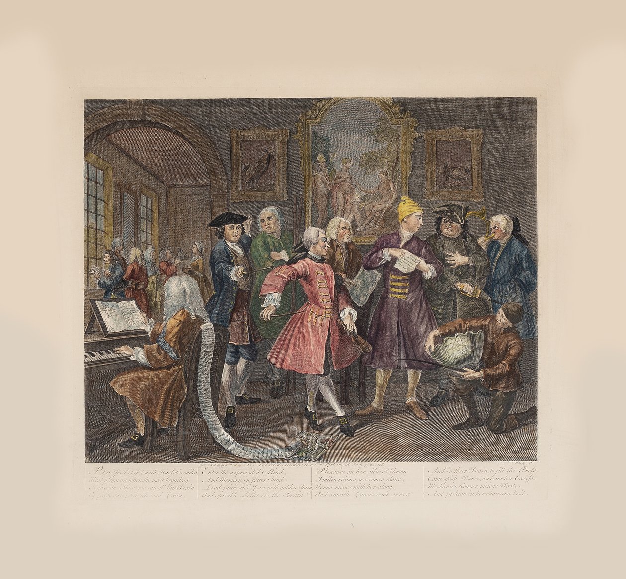 Postęp grabieży, płyta 2: W otoczeniu artystów i profesorów, ok. 1735. autorstwa William Hogarth