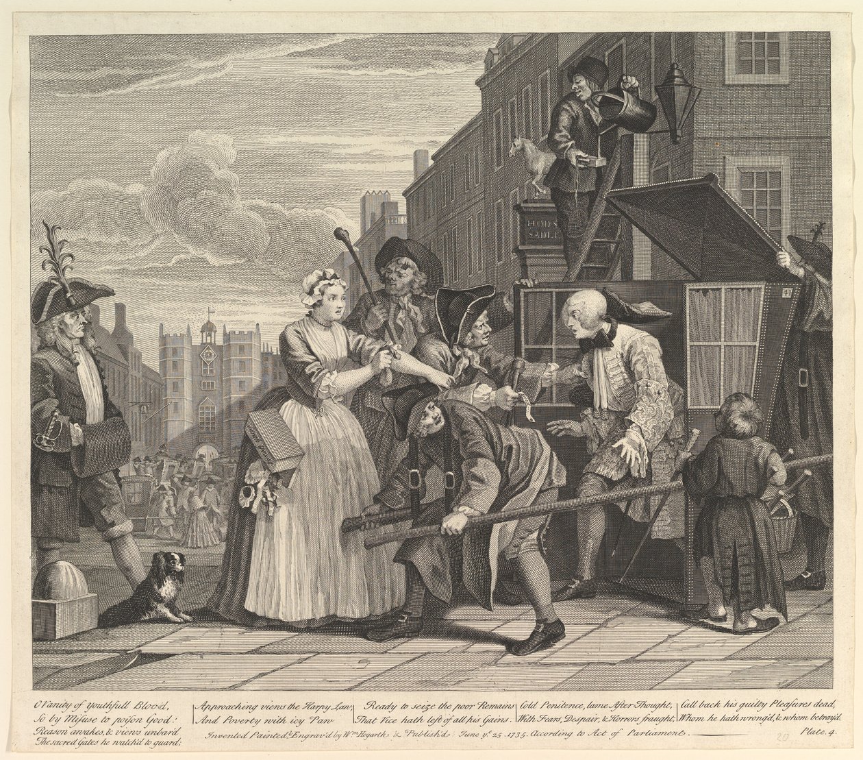 A Rakes Progress, płyta 4, 25 czerwca 1735. autorstwa William Hogarth