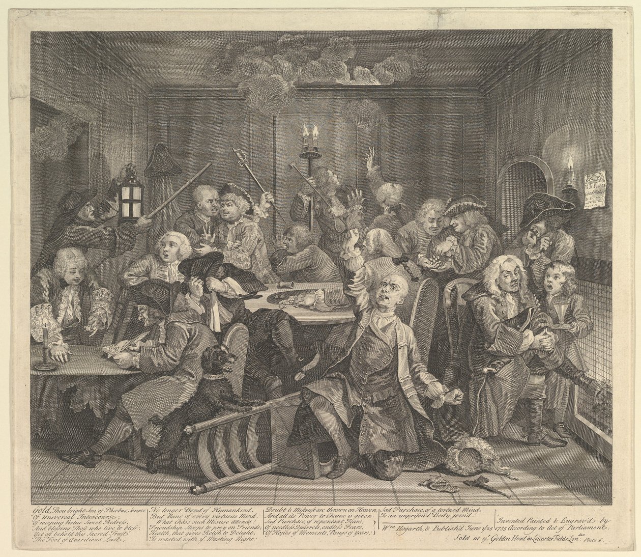 A Rakes Progress, płyta 6, 25 czerwca 1735. autorstwa William Hogarth