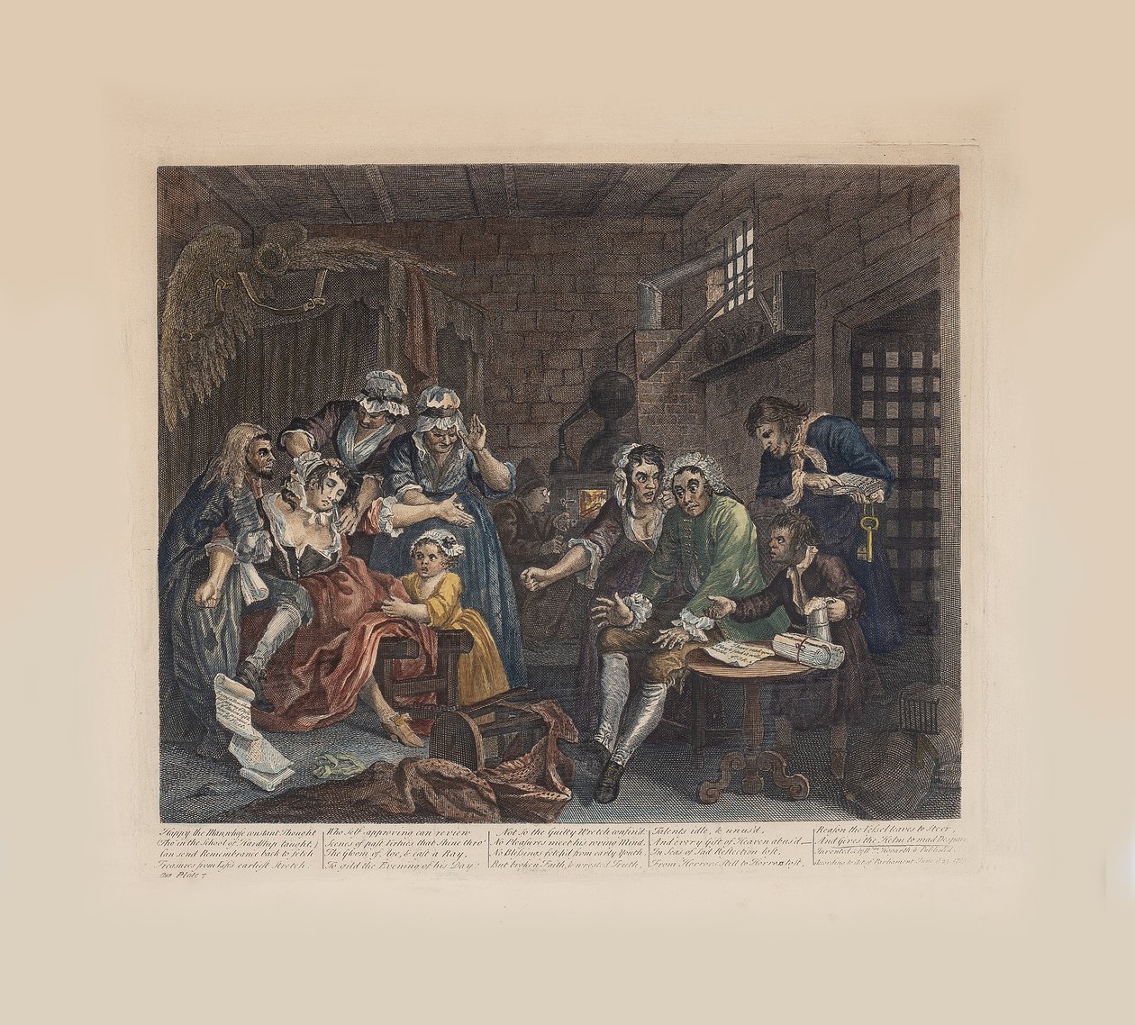 Postęp grabiów, płyta 7: Scena więzienna, ok. 1735. autorstwa William Hogarth