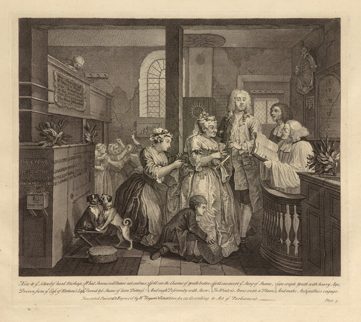 Postęp A Rake’a, tablica V, czerwiec 1735 (rycina i akwaforta na papierze czerpanym, stan i) autorstwa William Hogarth