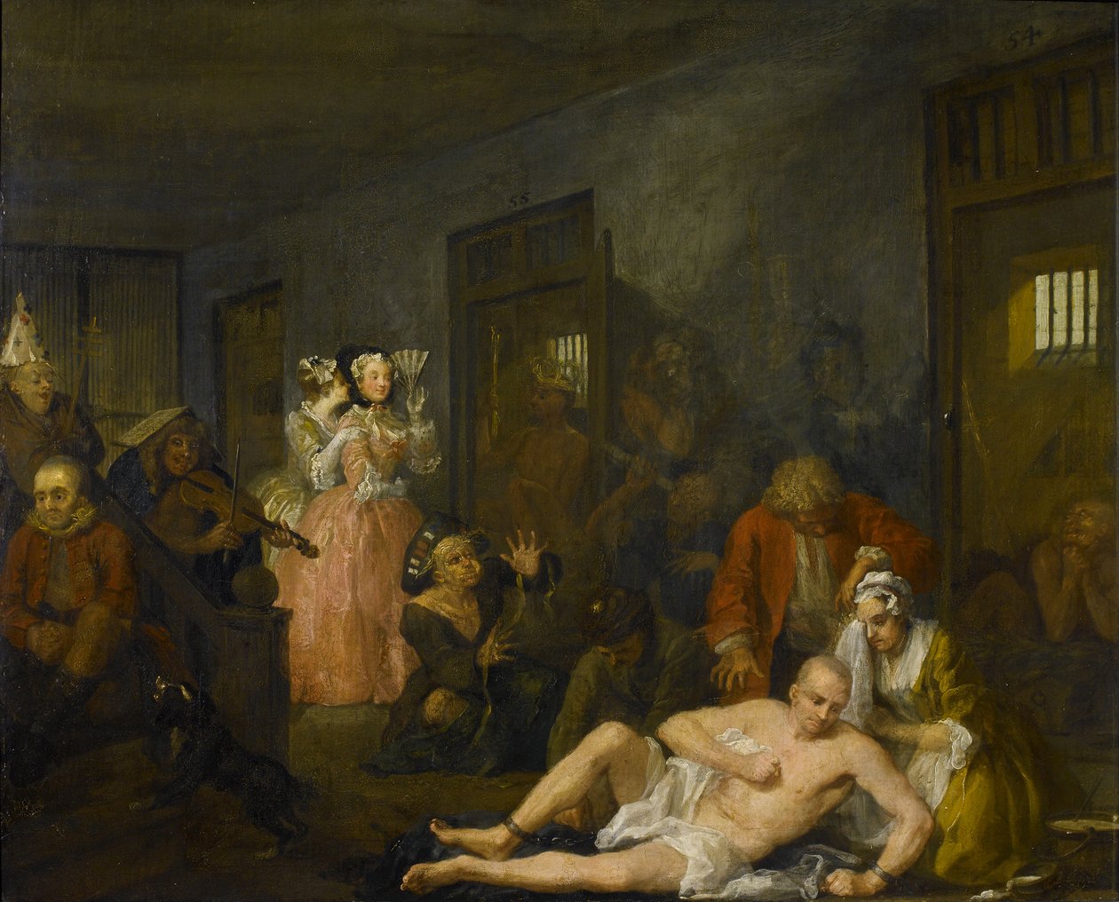 Postęp rozpustnika VIII: Rozpustnik w Bedlam, 1733 (zob. też 67104) autorstwa William Hogarth