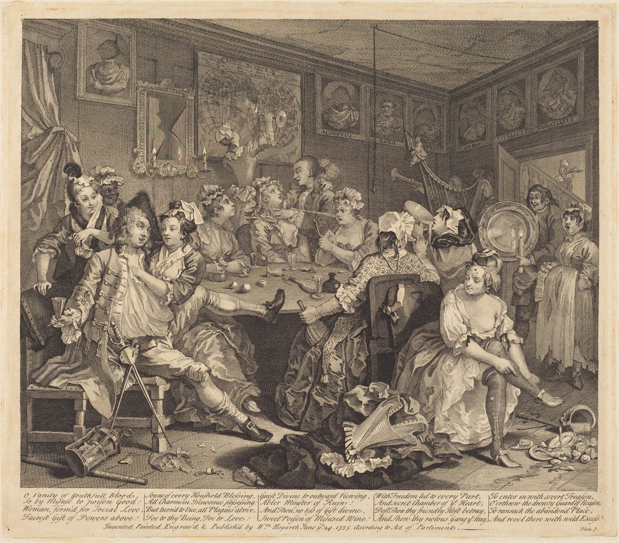 Kariera rozpustnika: plansza 3 autorstwa William Hogarth