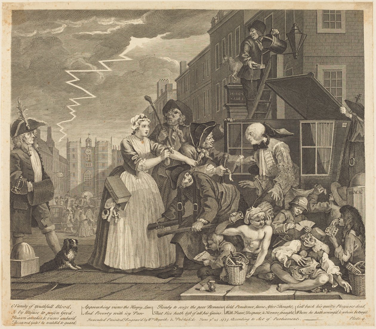 Kariera rozpustnika: plansza 4 autorstwa William Hogarth