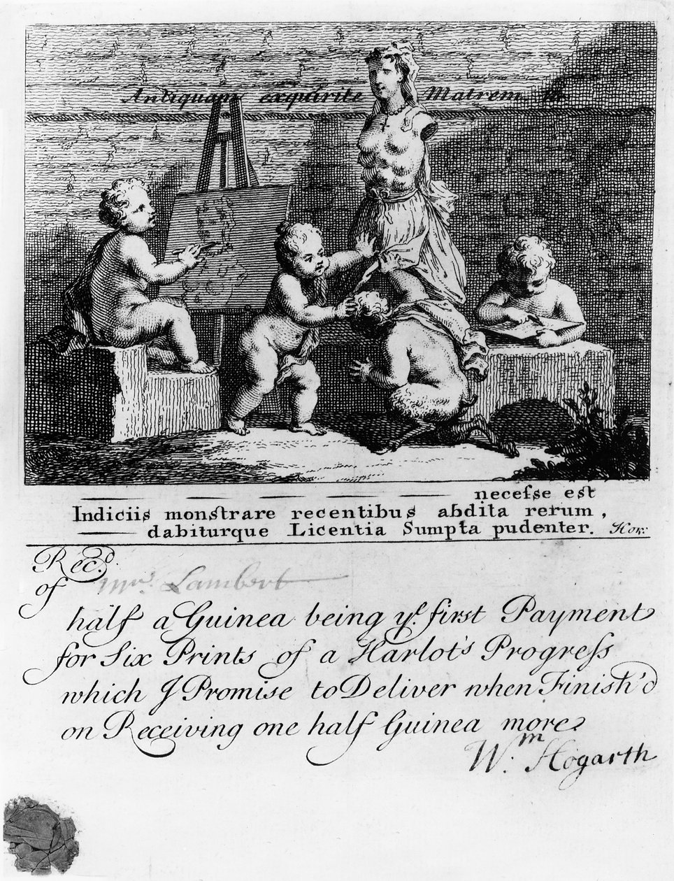Bilet abonamentowy na "Postępy nierządnicy", 1731 r. autorstwa William Hogarth