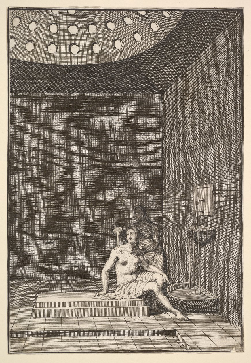 Łaźnia turecka Aubry de La Mottrayes Podróżuje po Europie, Azji i części ..., 1723-24. autorstwa William Hogarth