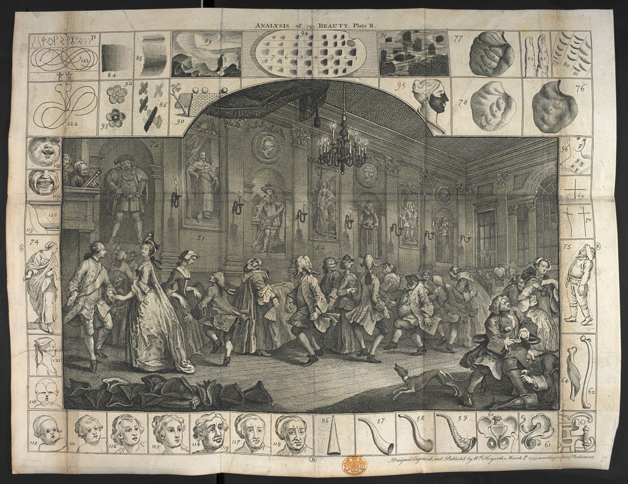 Duża liczba osób tańczących autorstwa William Hogarth