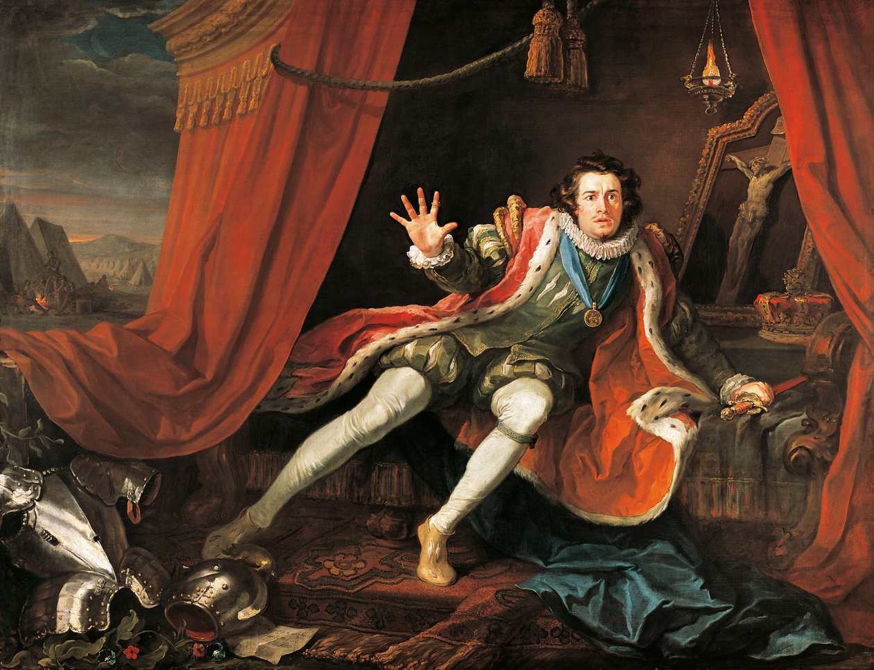 Aktor David Garrick (1717-1779) w tytułowej roli Ryszarda III, William Shakespeare (1564-1616), William Hogarth (1697-1764), olej na płótnie autorstwa William Hogarth