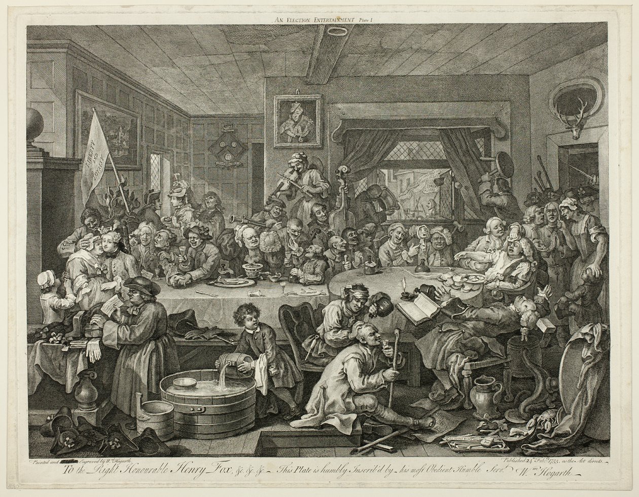 Rozrywka wyborcza, płyta pierwsza z filmu Cztery ryciny wyborcze autorstwa William Hogarth