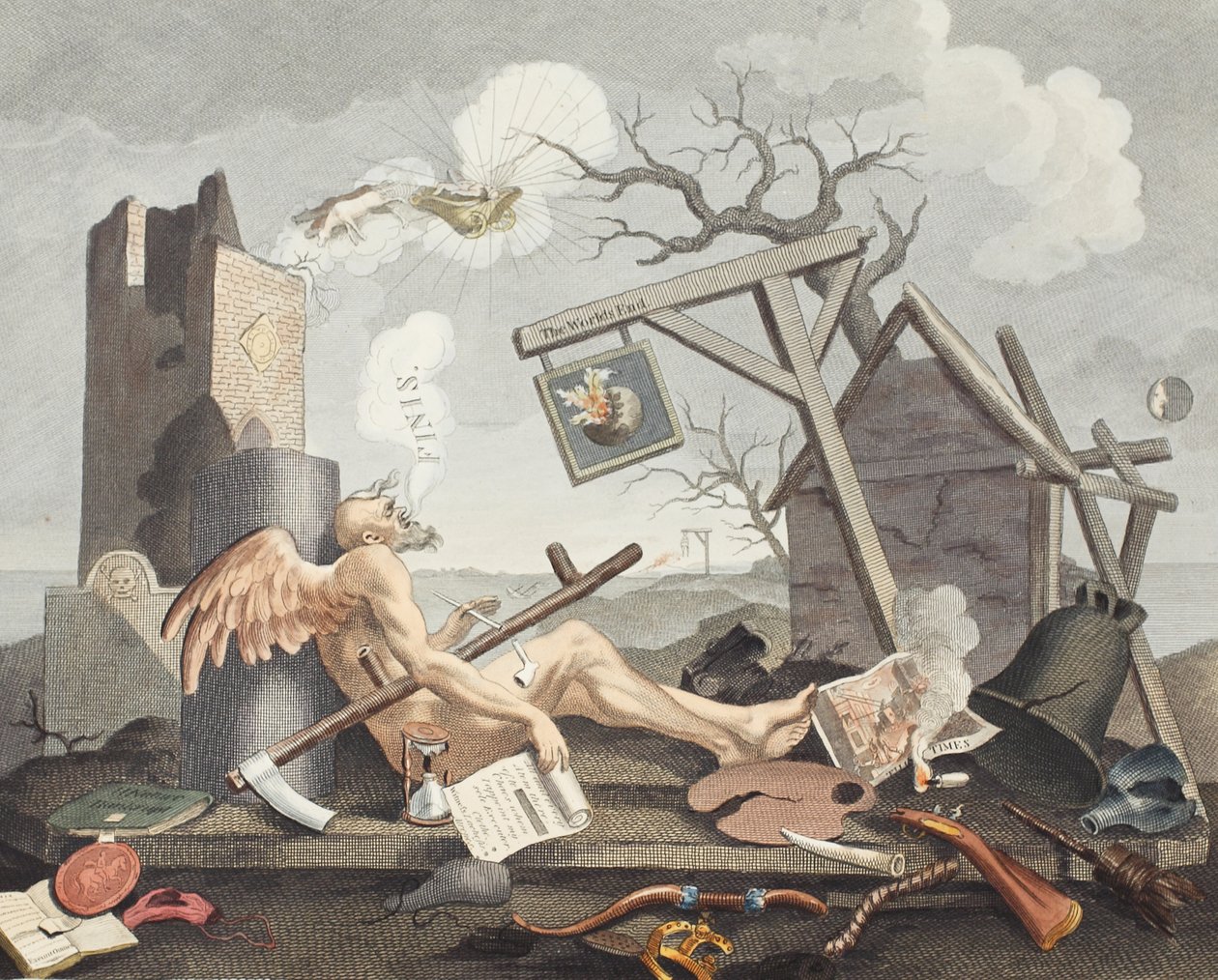 Bathos, Manner of Sinking, w Sublime Paintings wpisanym do Dealers in Dark Pictures, ilustracja z „Hogarth Restored: The Whole Works of the sławny William Hogarth”, ponownie grawerowana przez Thomasa autorstwa William Hogarth