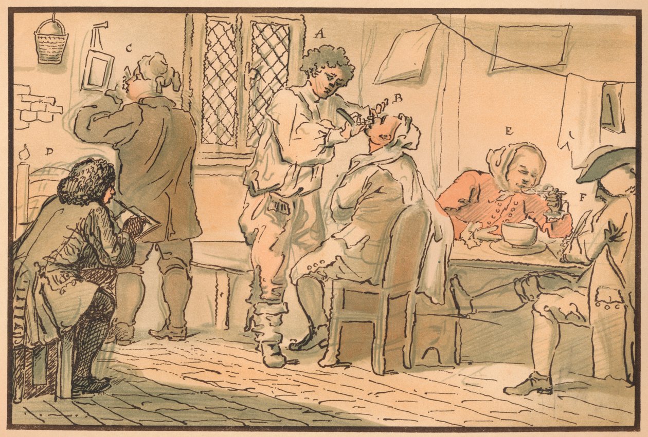 Scena śniadaniowa z Pięciodniowej peregrynacji, 1732 autorstwa William Hogarth