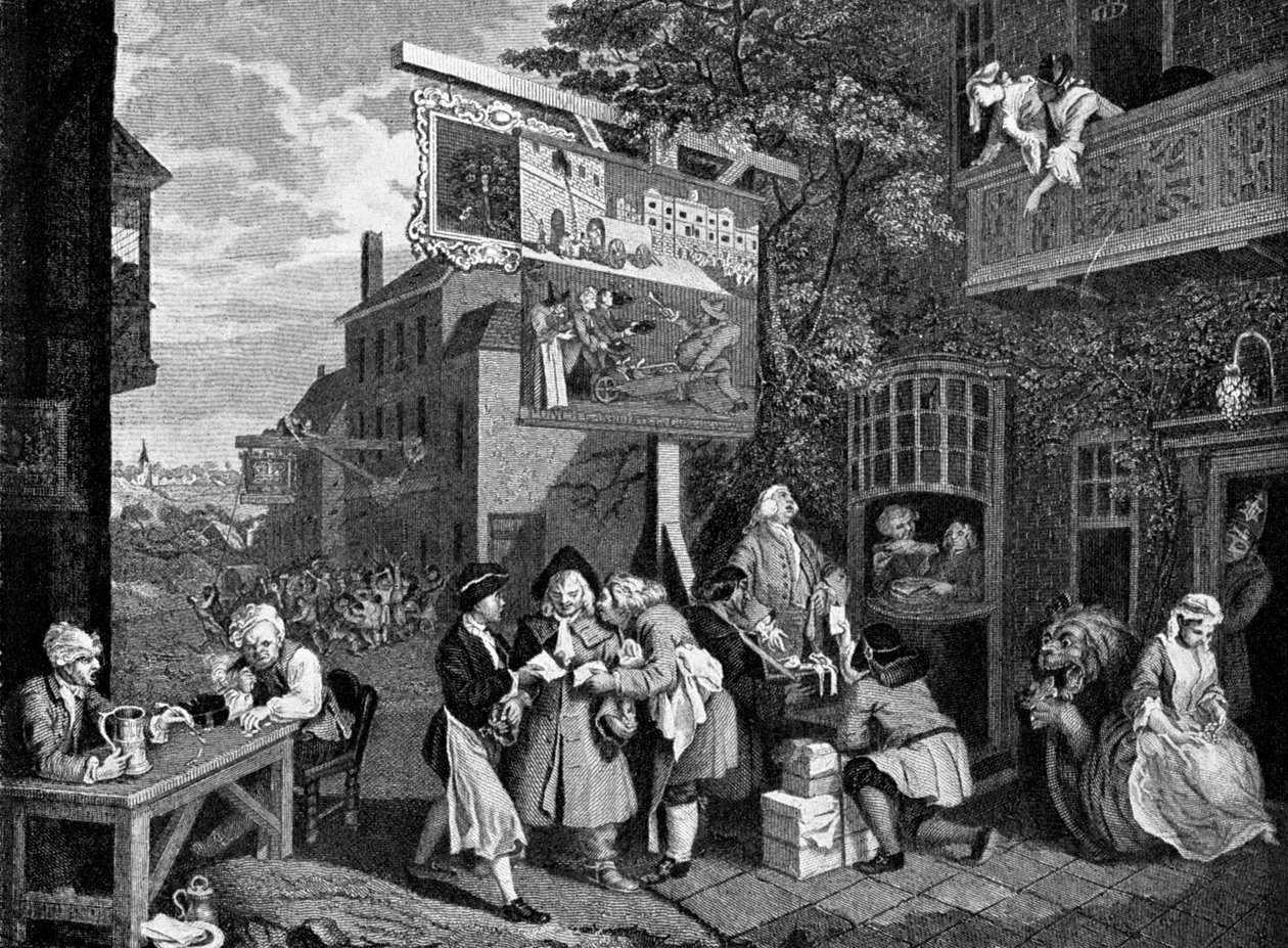 Akwizycja na głosy, 1757 autorstwa William Hogarth