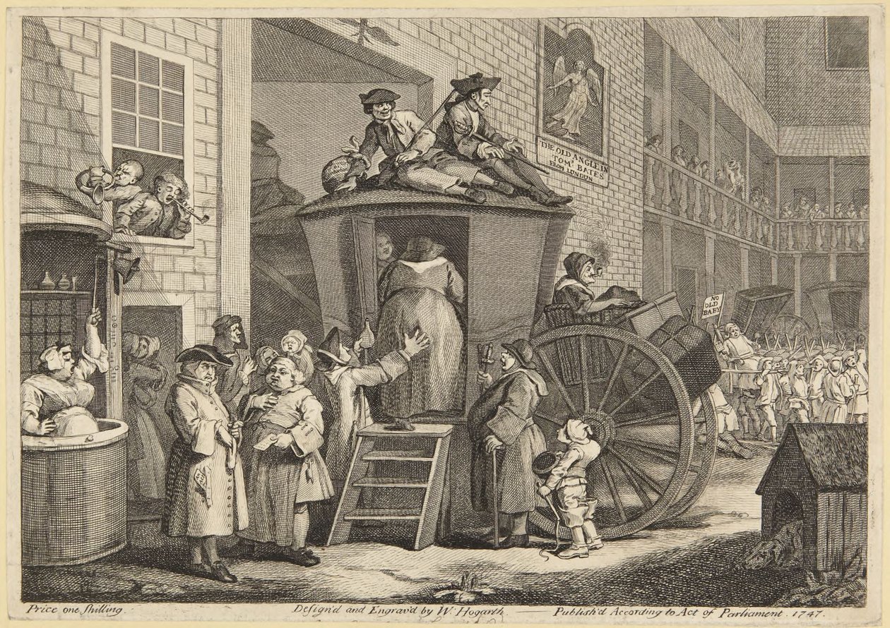 Dziedziniec wiejskiej gospody autorstwa William Hogarth