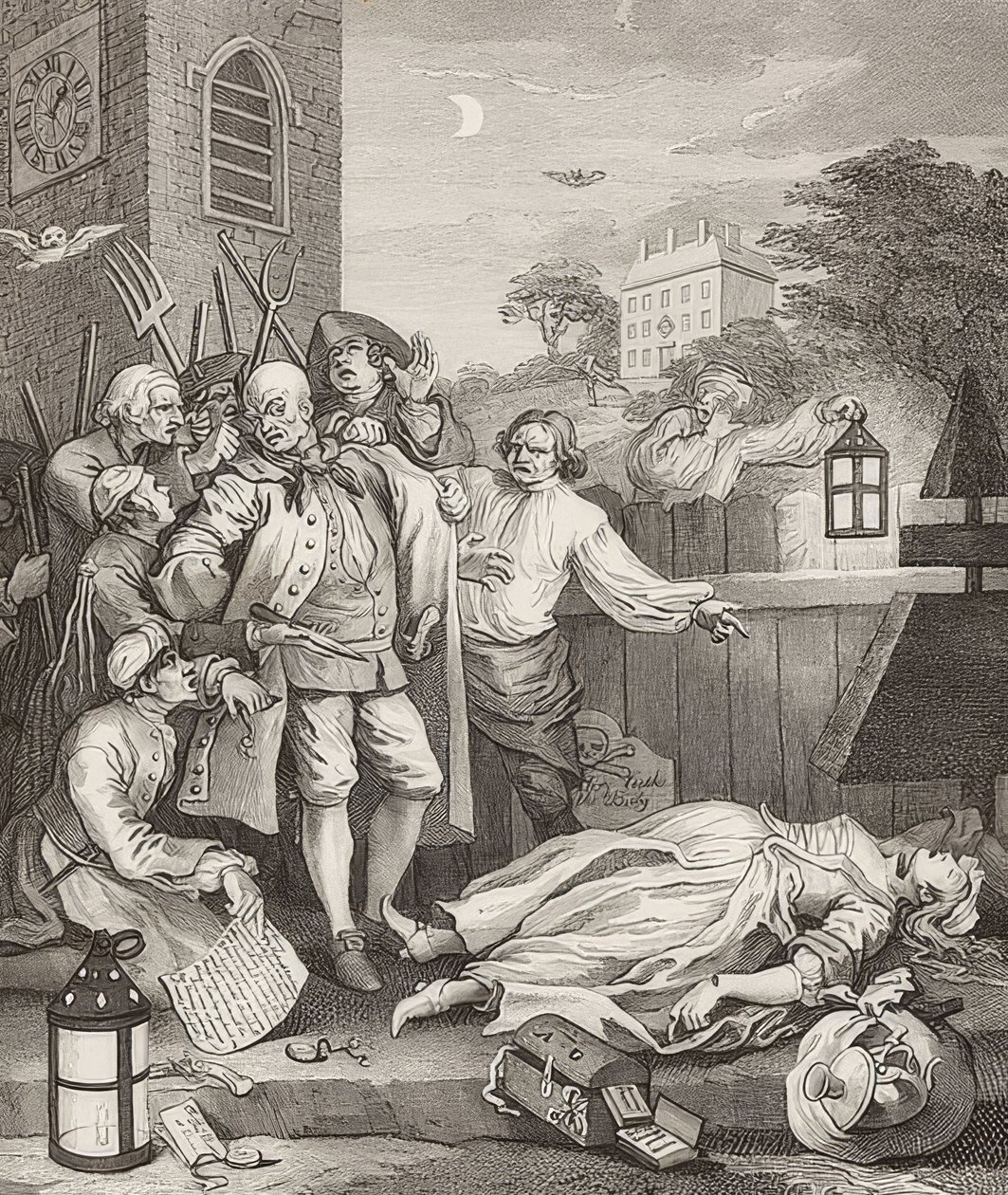 Okrucieństwo w doskonałości / Vollendete Grausamkeit. Od: Cztery etapy okrucieństwa. 1751 autorstwa William Hogarth
