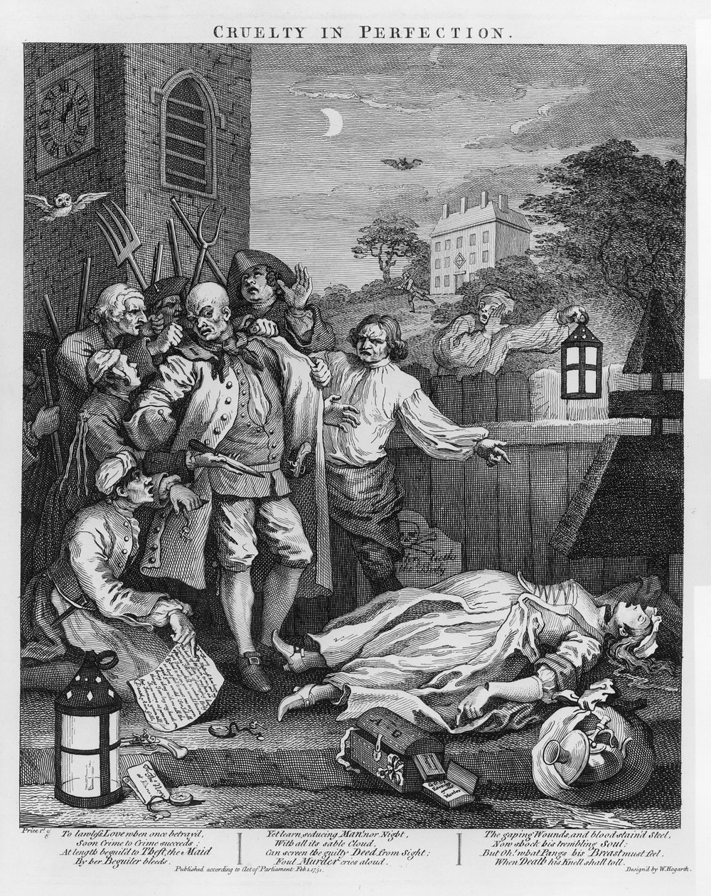 Okrucieństwo w doskonałości, z książki Cztery etapy okrucieństwa, 1751 autorstwa William Hogarth