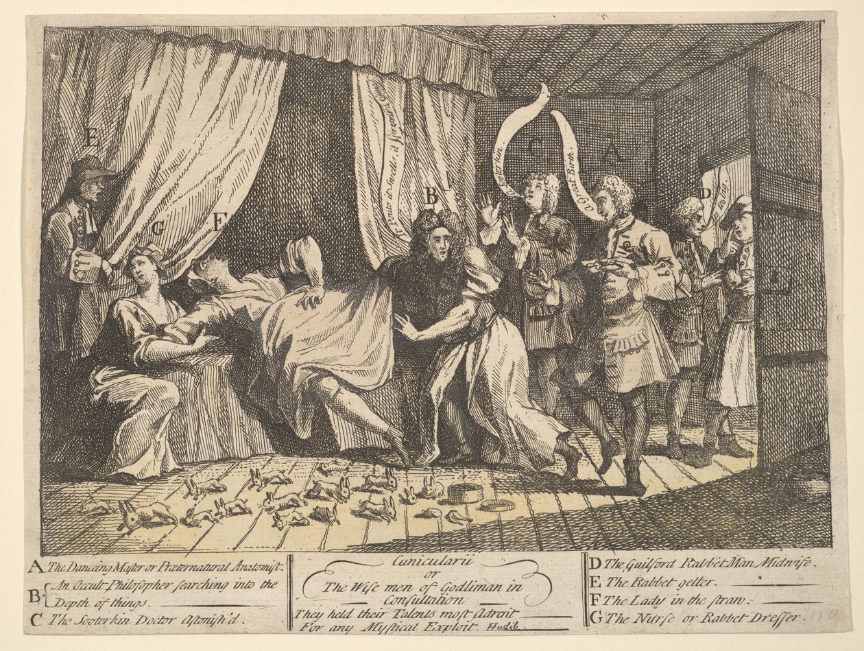 Cunicularii, czyli Mędrcy Godlimona w konsultacji, grudzień 1726. autorstwa William Hogarth