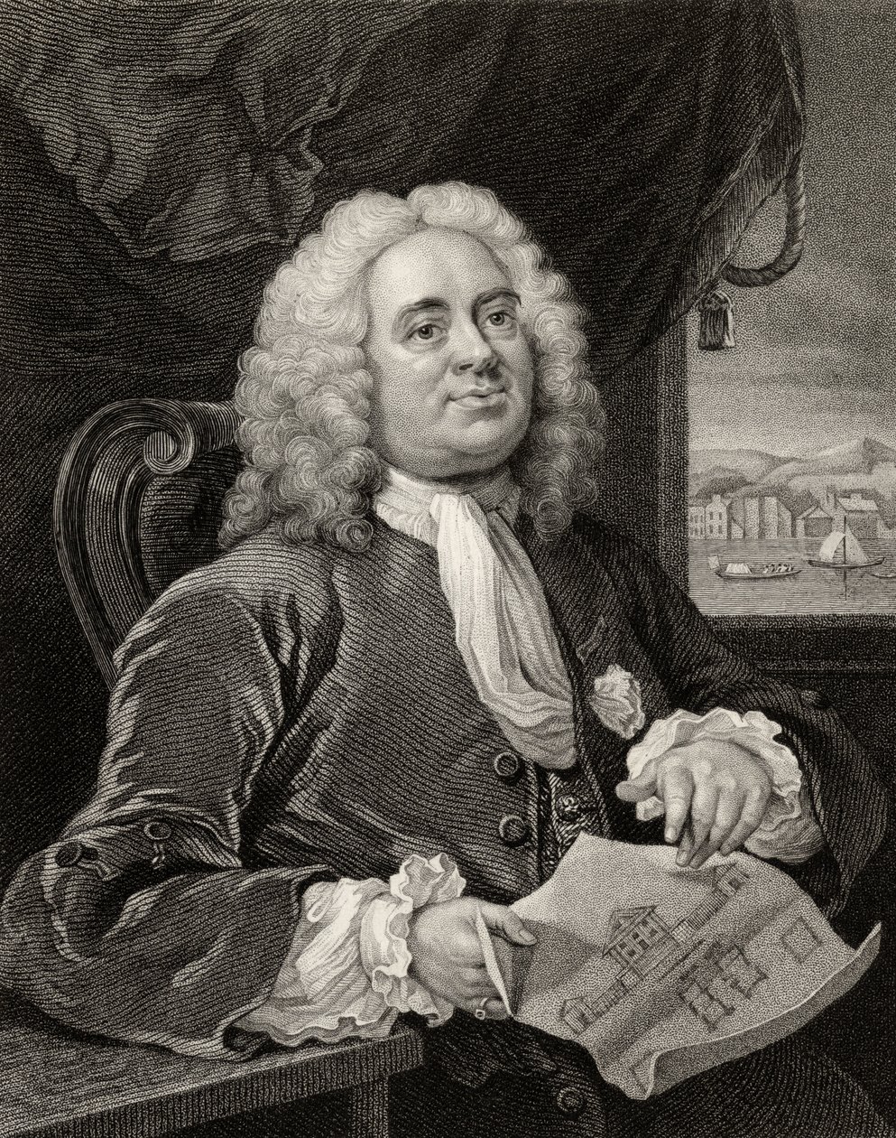 Daniel Lock, grawerowany przez Benjamina Holla (1808-84) z „Dzieła Williama Hogartha”, wydanego w 1833 r. autorstwa William Hogarth