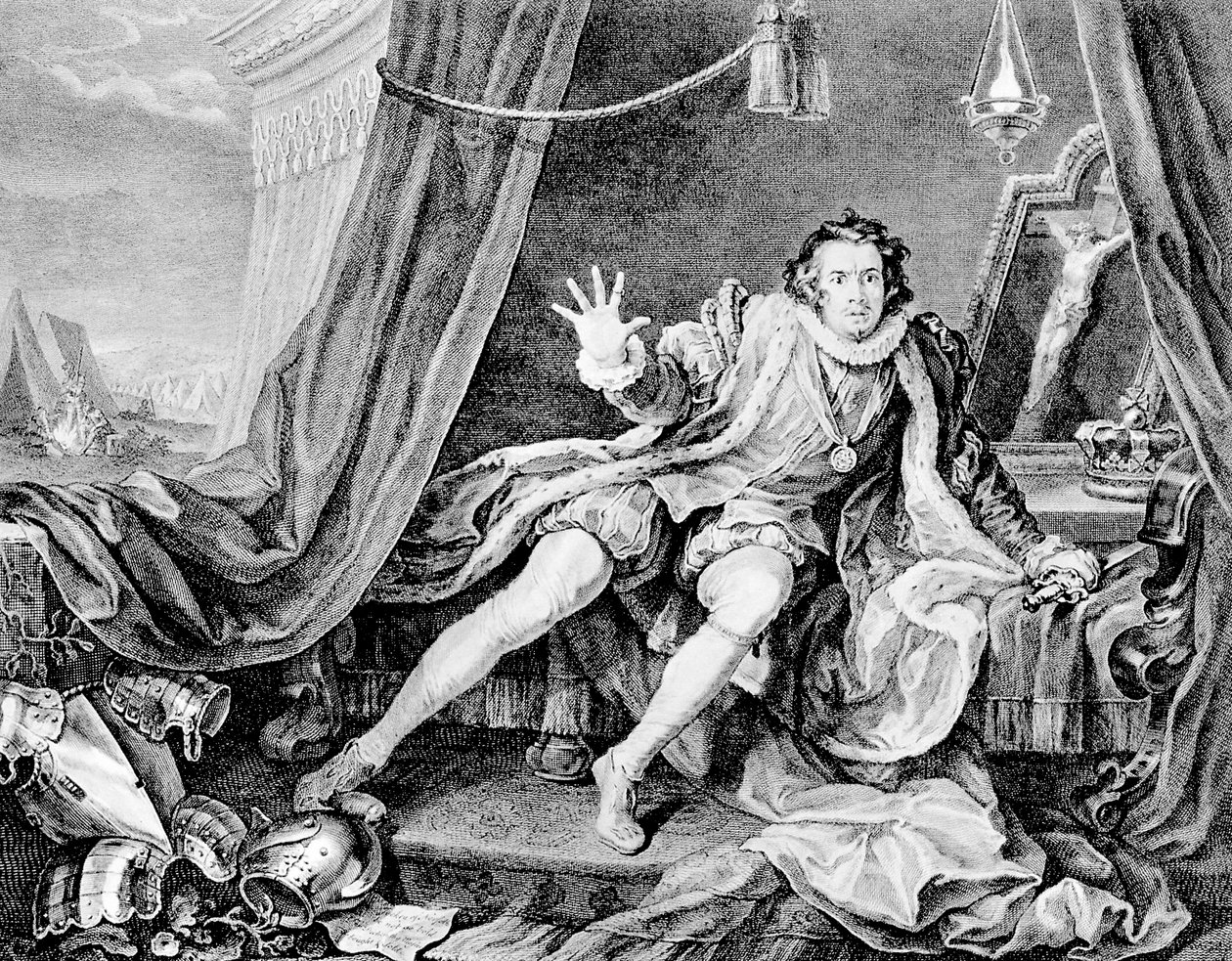 David Garrick jako Ryszard III, 1746. autorstwa William Hogarth