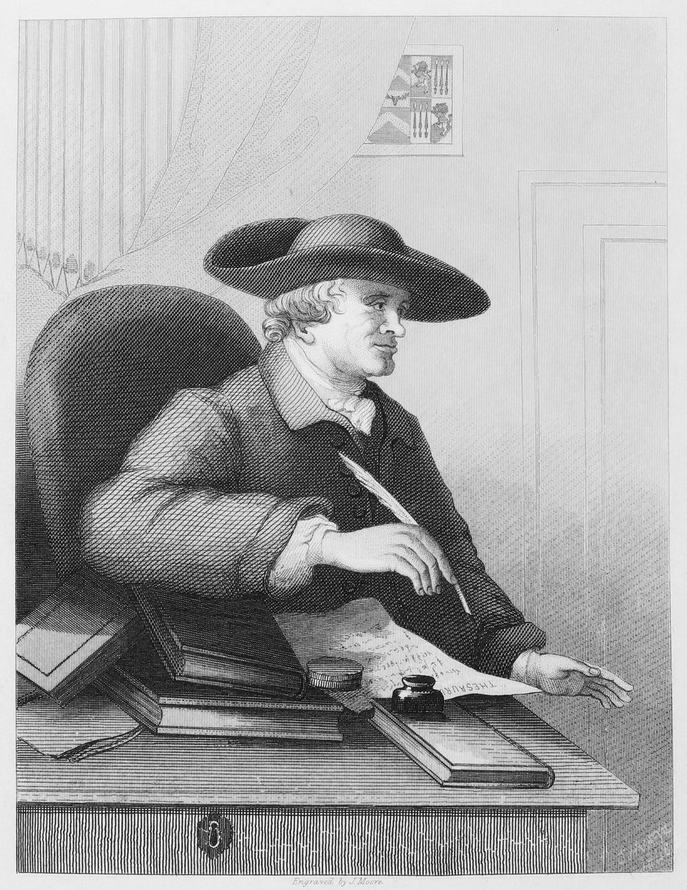 Dr Thomas Morell uczony i drukarz Znany z tego, że był librecistą i napisał najbardziej szczegółowy opis współpracy z Handel Engraving autorstwa J Moore