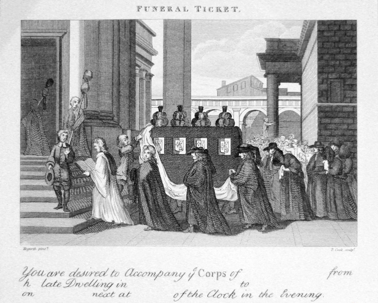 Bilet pogrzebowy Williama Hogartha autorstwa William Hogarth