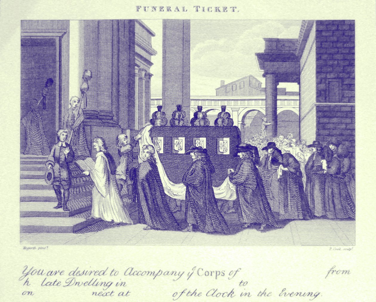 Bilet pogrzebowy Williama Hogartha autorstwa William Hogarth
