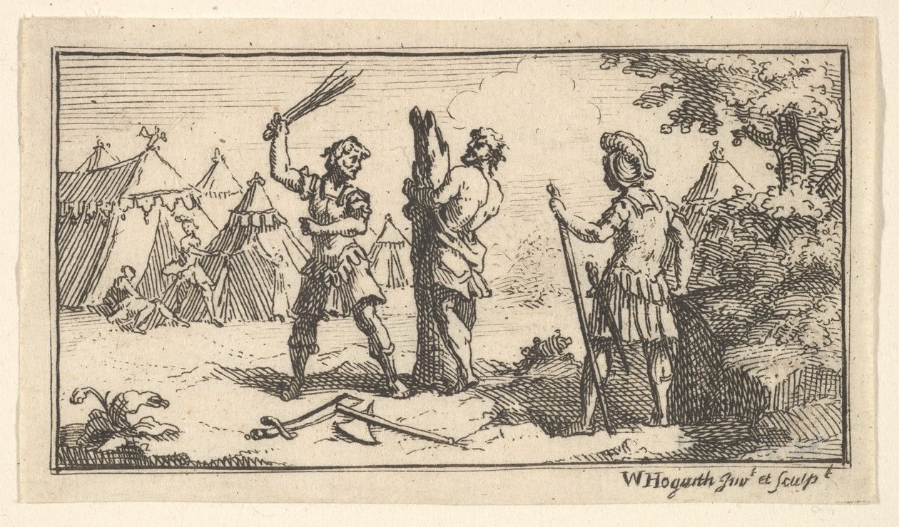 Fustigatio John Bóbr, Rzymskie kary wojskowe, 1725, po 1725. autorstwa William Hogarth