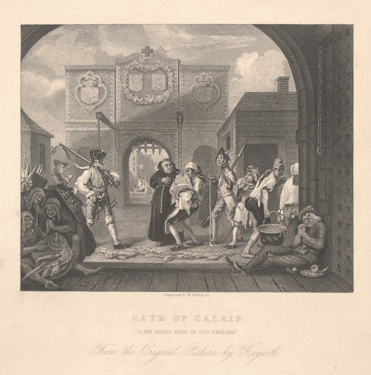 Brama Calais, rytowana przez Williama Radclyffe (1783-1855) autorstwa William Hogarth