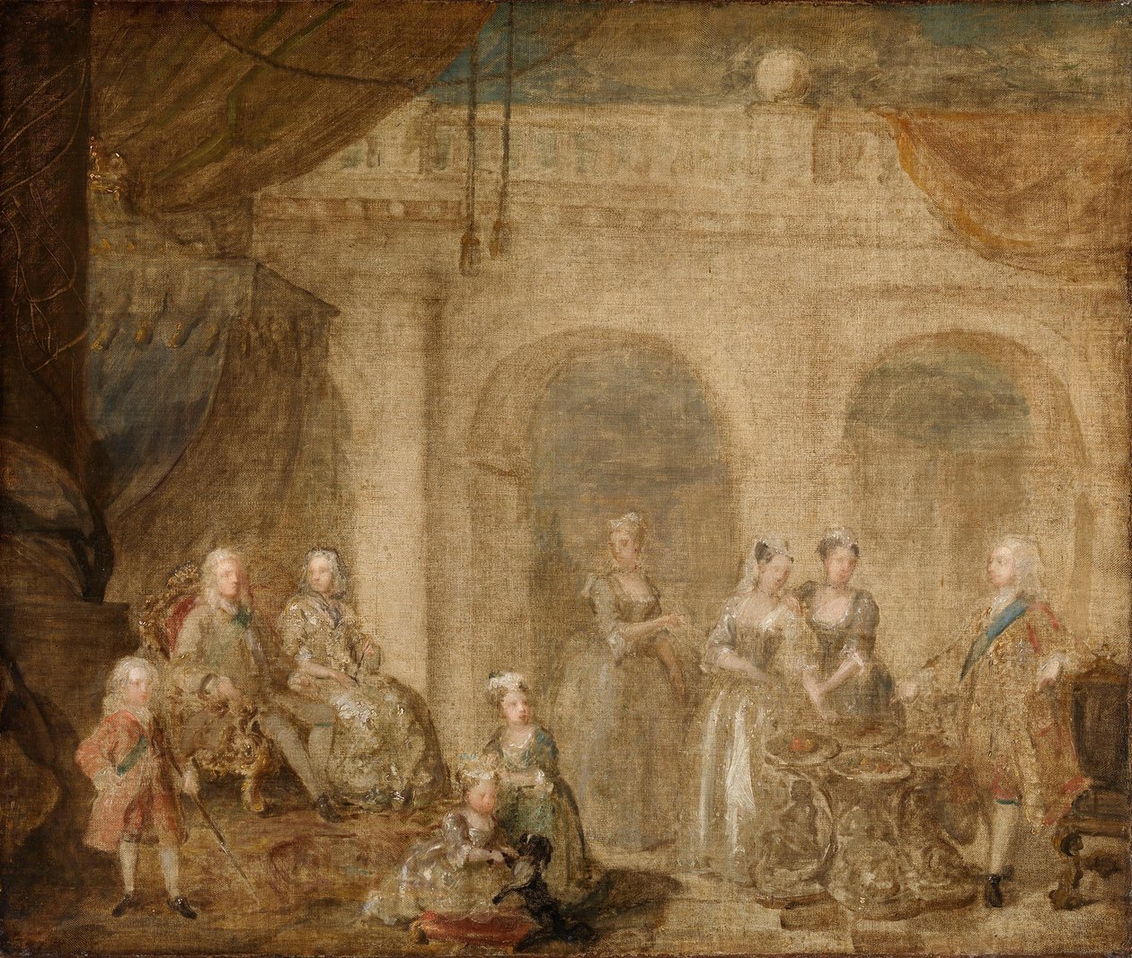 Jerzy II, król Anglii i jego rodzina autorstwa William Hogarth