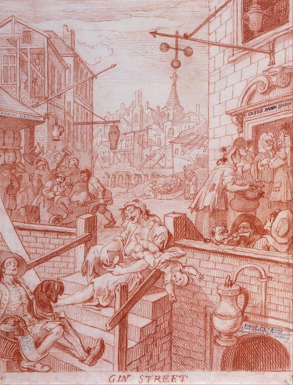 Gin-Straße autorstwa William Hogarth