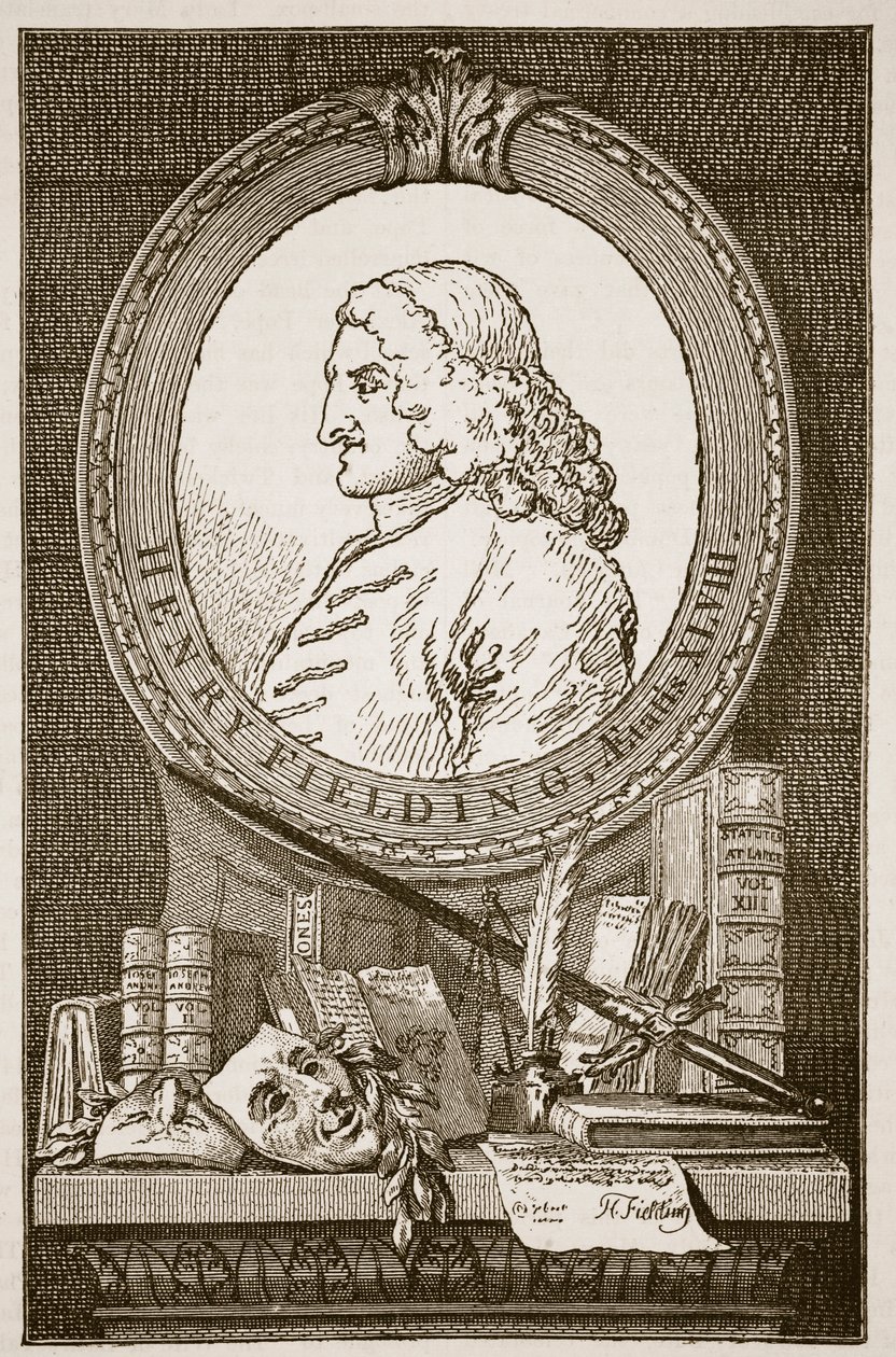 Henry Fielding, ilustracja z „Ilustrowanej historii Anglii Cassella” (zdjęcie w sepii) autorstwa William Hogarth