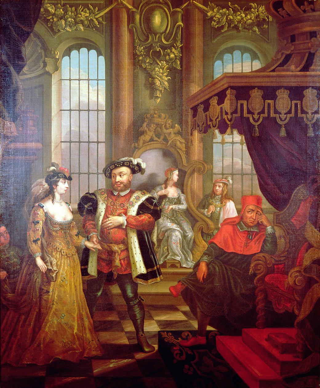 Henryk VIII (1491-1547) wprowadzający Annę Boleyn na dwór (patrz także 67103) autorstwa William Hogarth
