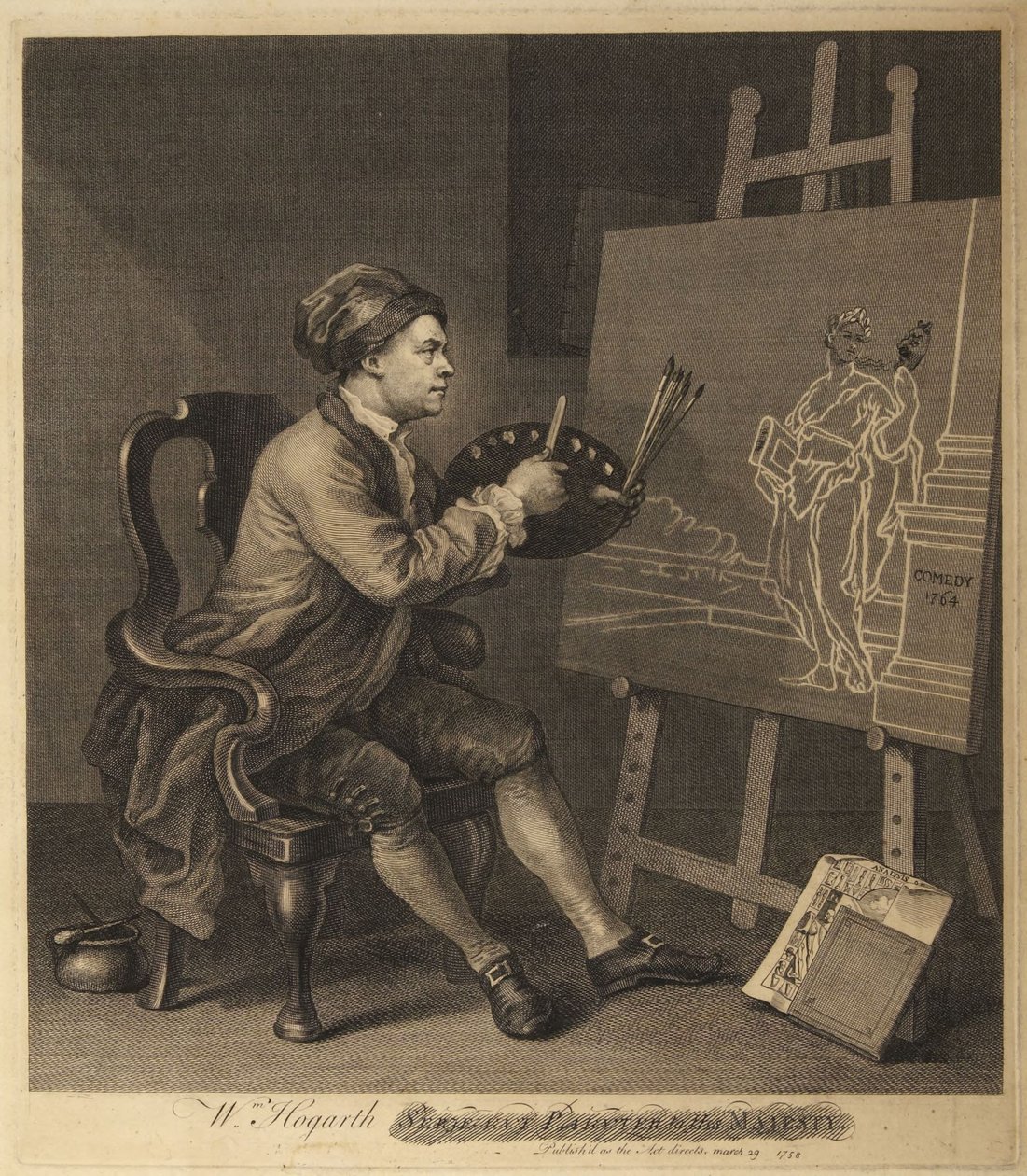 Hogarth malujący Muzę Komedii autorstwa William Hogarth