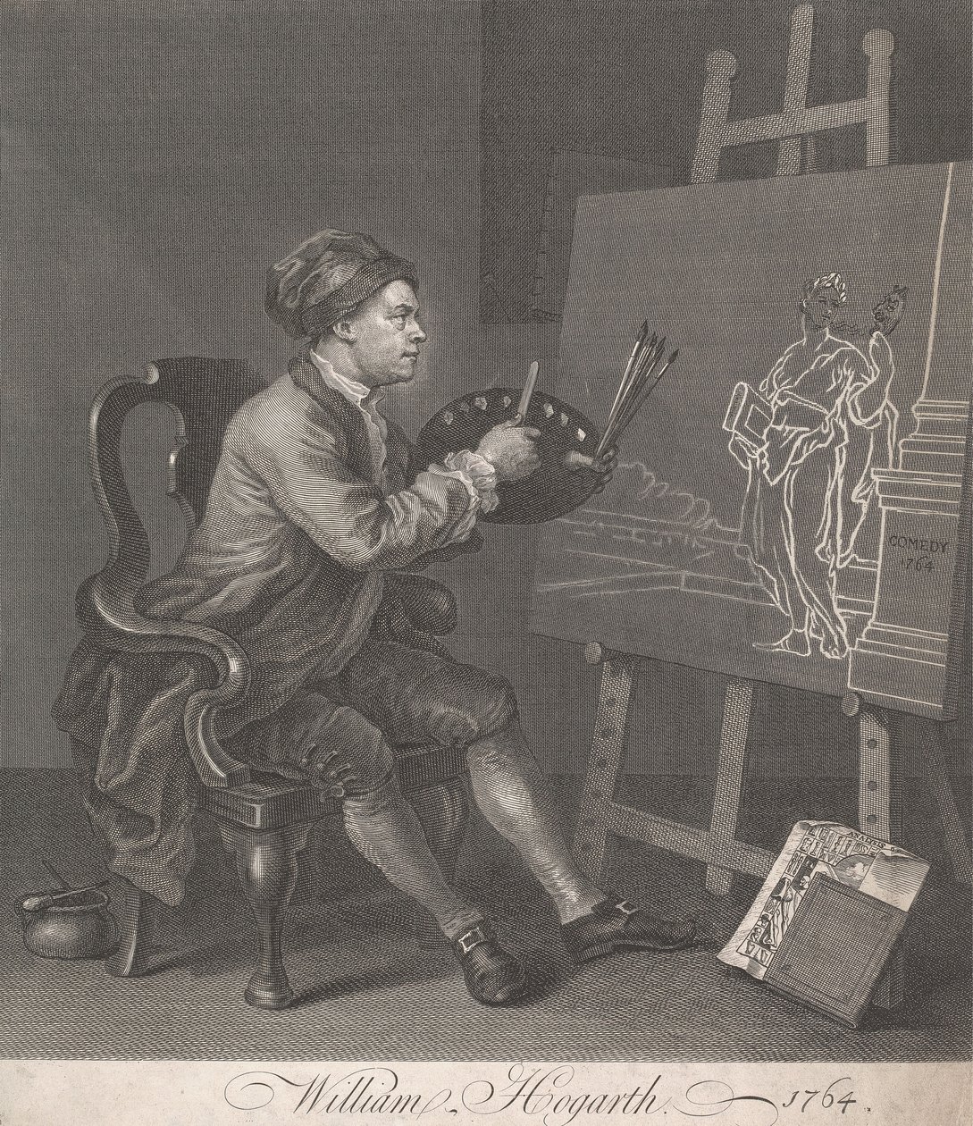 Hogarth malujący Muzę komedii autorstwa William Hogarth