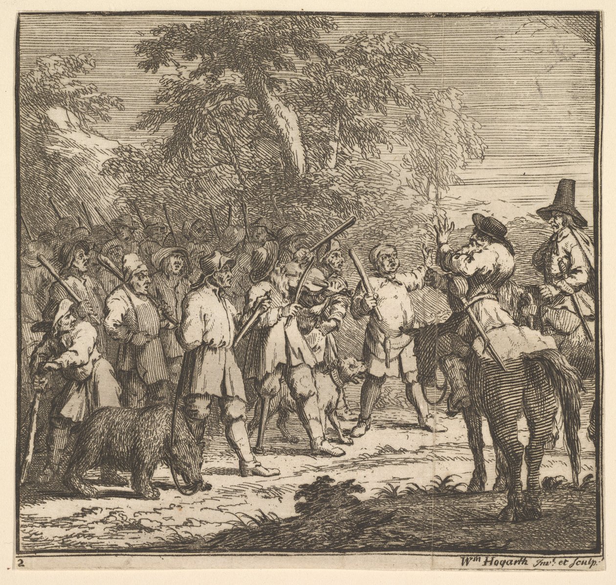 Hudibras Pierwsza przygoda Siedemnaście małych ilustracji dla Samuela Butlersa Hudibras, n..., 1721-26. autorstwa William Hogarth