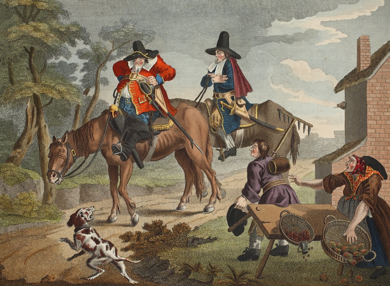 Hudibras Sallies Forth, z „Hudibras” Samuela Butlera (1612-80), ilustracja z „Hogarth Restored: The Whole Works of the sławny William Hogarth, ponownie grawerowany przez Thomasa Cooka”, wyd. 1812 (ręka autorstwa William Hogarth