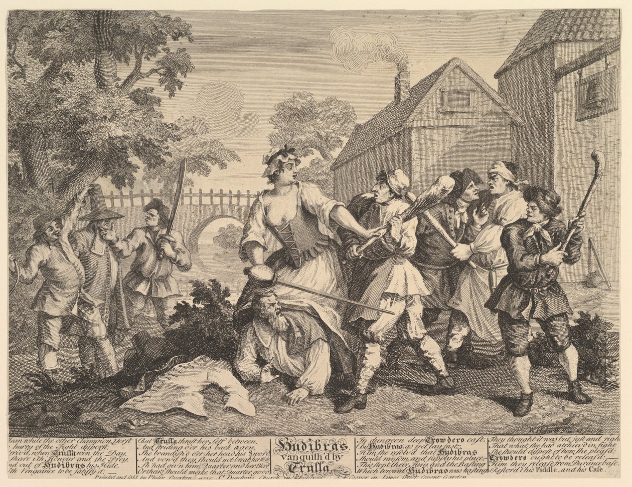 Hudibras pokonane przez Trullę Dwanaście dużych ilustracji dla Samuela Butlersa ..., luty 1725-26. autorstwa William Hogarth