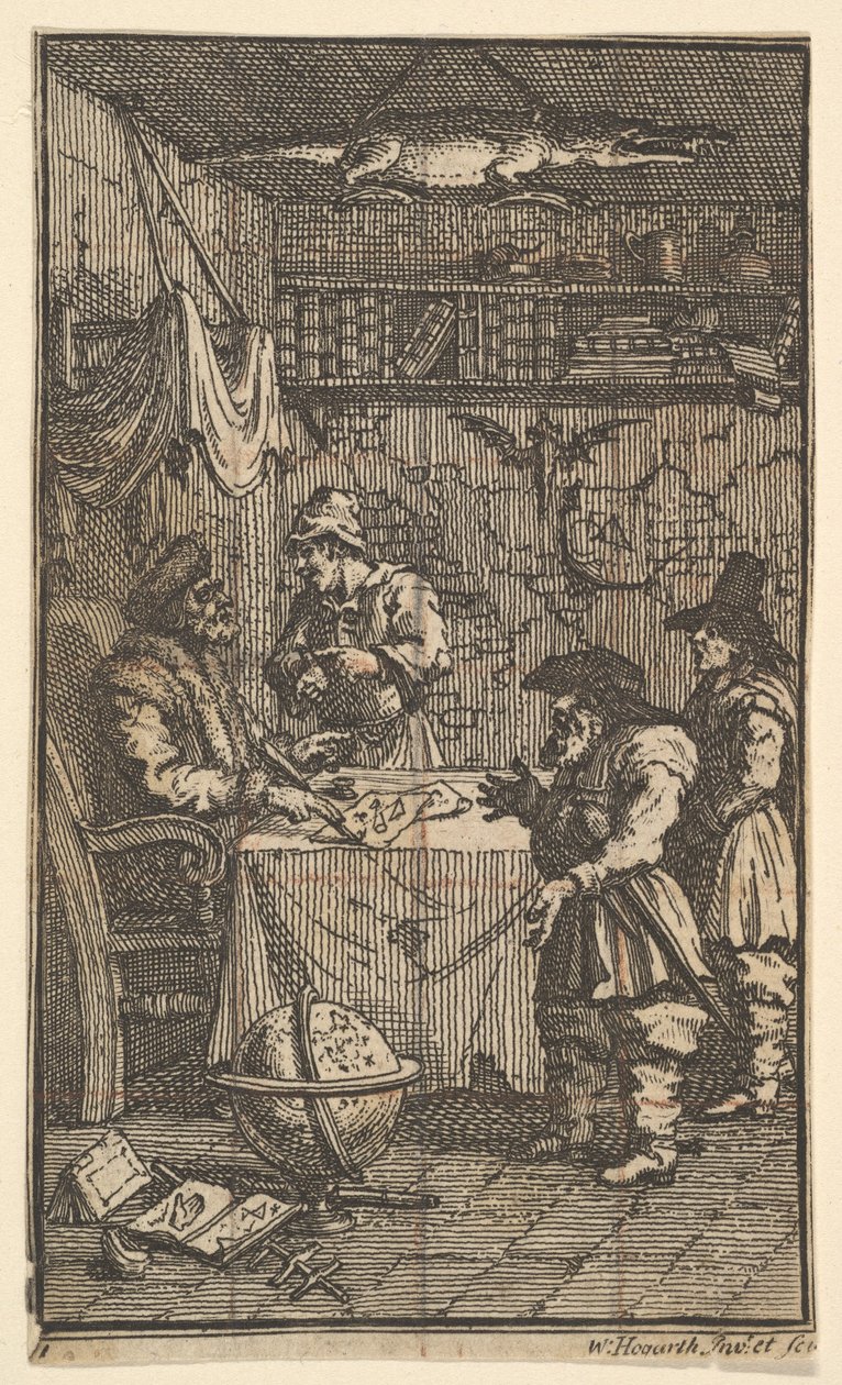 Hudibras z wizytą w Sidrophel Siedemnaście małych ilustracji dla Samuela Butlersa Hudibras..., 1721-26. autorstwa William Hogarth