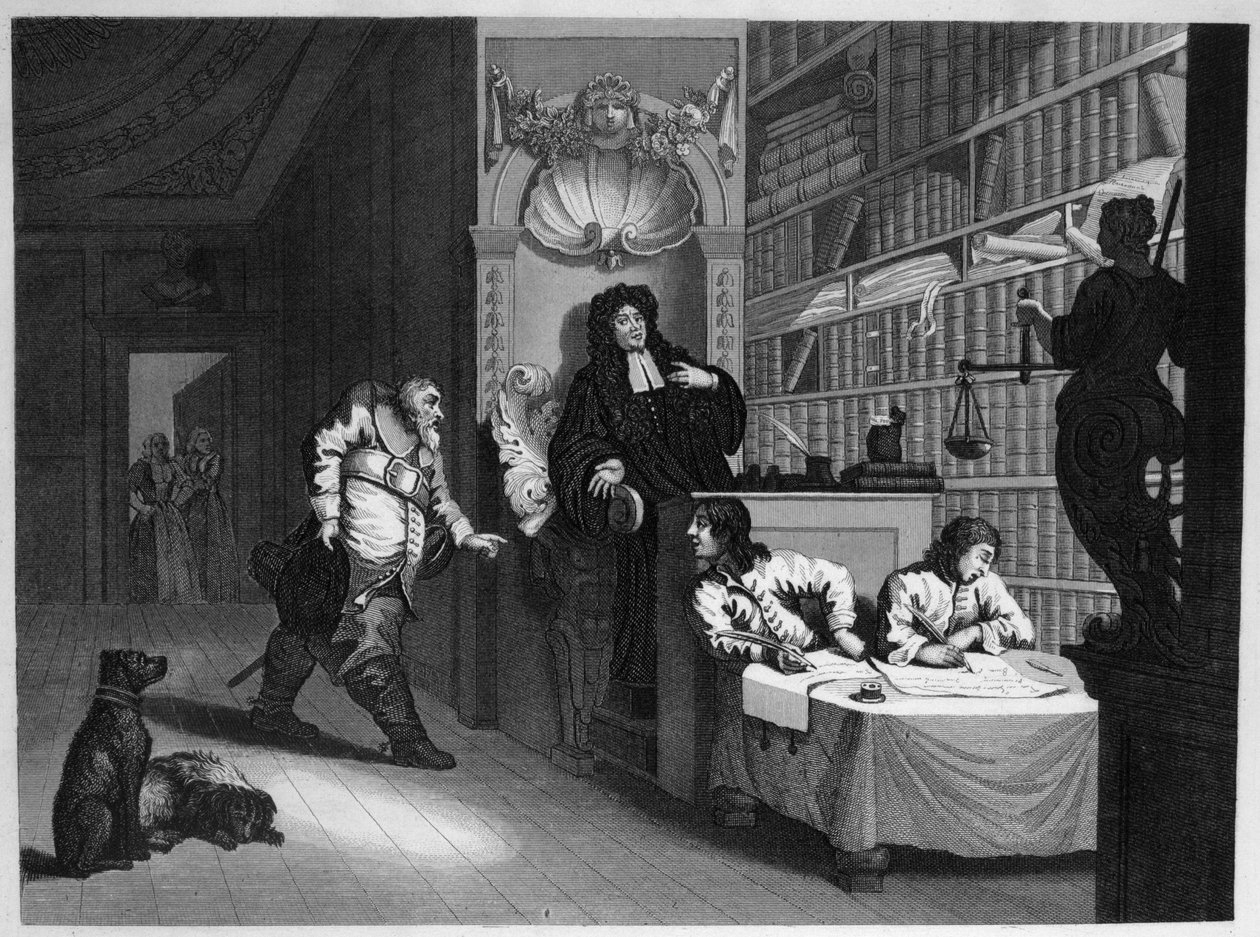 Hudibras i prawnik autorstwa William Hogarth
