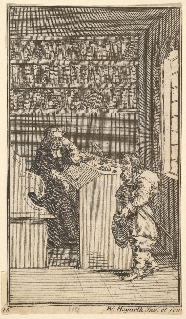 Hudibras i prawnik Siedemnaście małych ilustracji dla Samuela Butlersa Hudibras, nr..., 1721-26. autorstwa William Hogarth