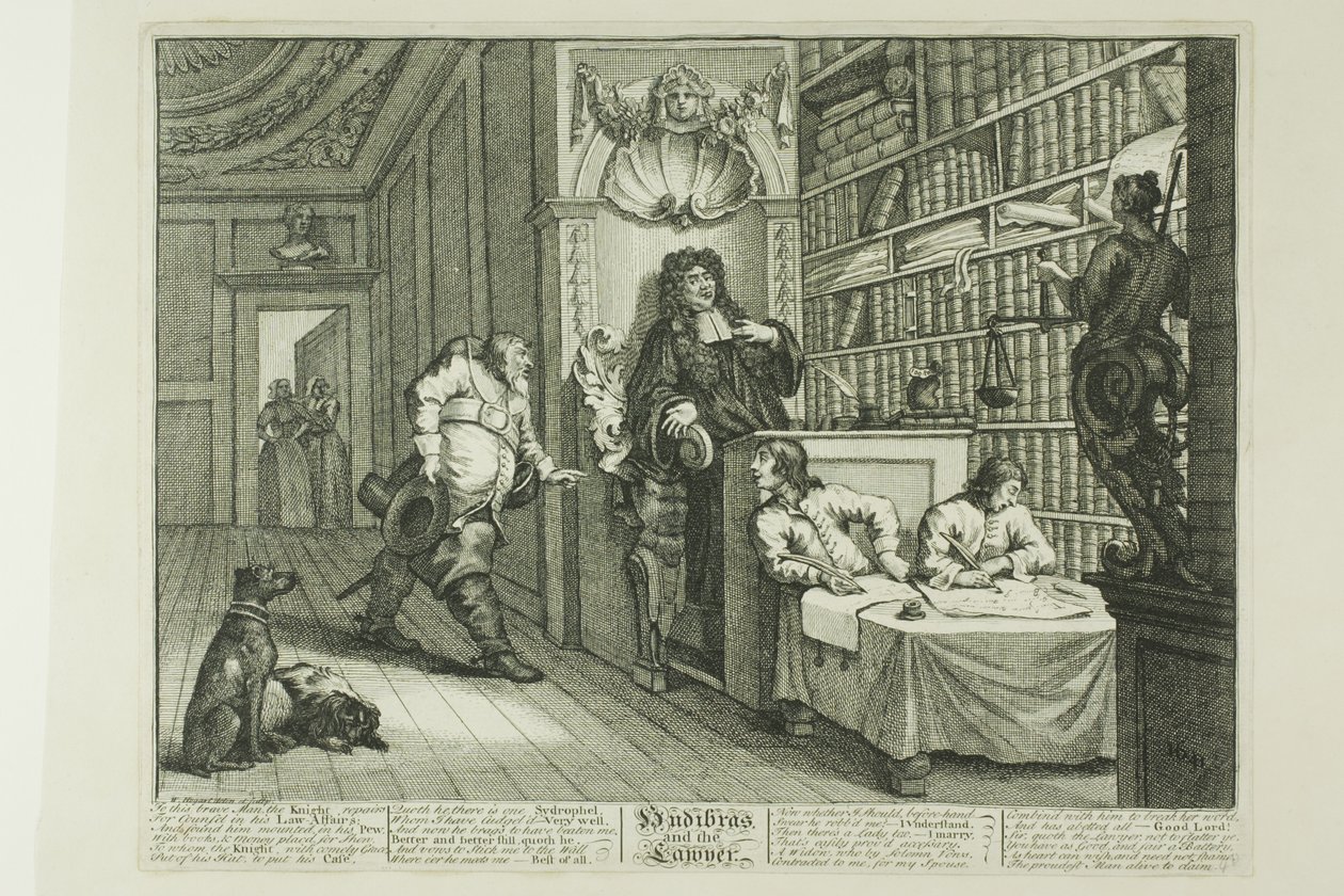 Hudibras i prawnik, płyta dwunasta z Hudibrasa autorstwa William Hogarth