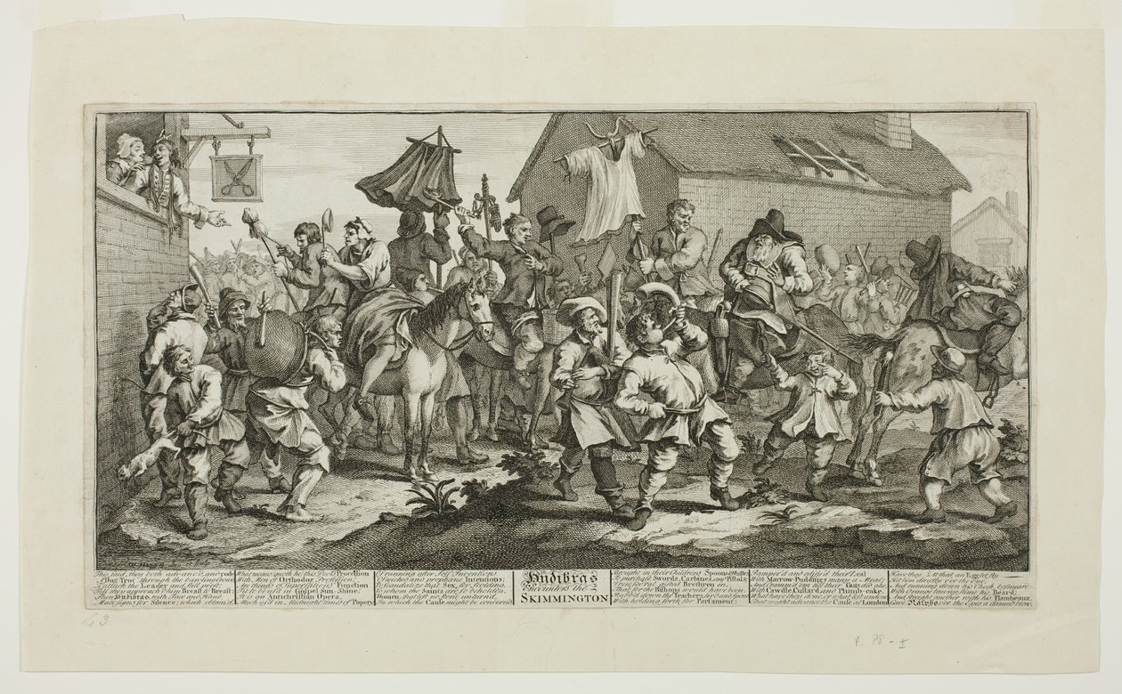Hudibras i Skimmington, płyta siódma z Hudibras autorstwa William Hogarth