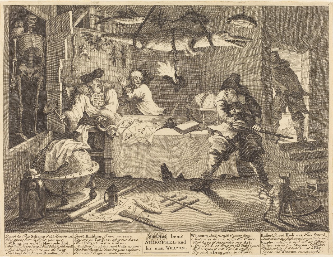 Hudibras pokonuje Sidrophela i jego człowieka Whacum autorstwa William Hogarth