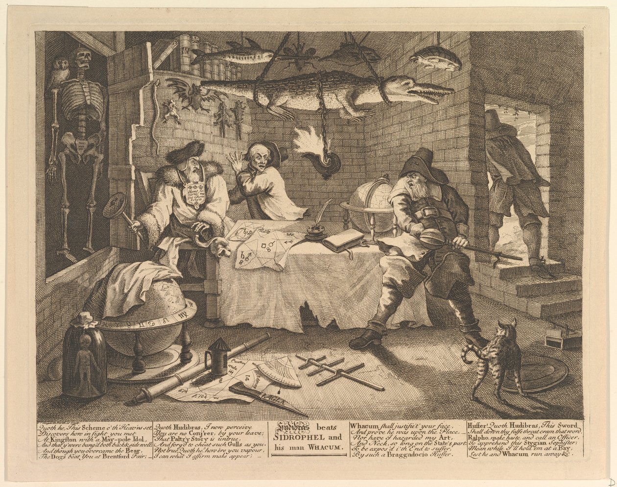 Hudibras pokonuje Sidrophela i jego człowieka Whacum autorstwa William Hogarth