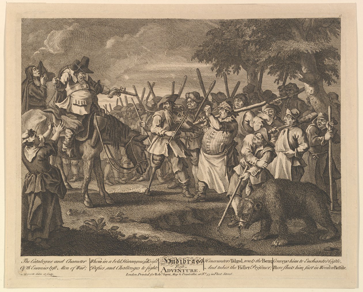 Hudibrass First Adventure Dwanaście dużych ilustracji dla Samuela Butlersa Hudibras, PL..., 1725-68. autorstwa William Hogarth