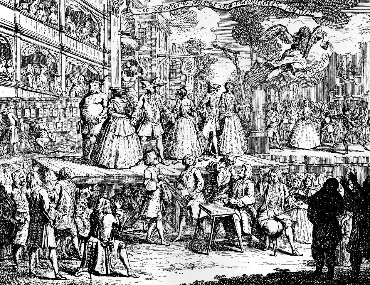 Jeśli czary muzyczne potrafią zachwycić serca, 1730. autorstwa William Hogarth