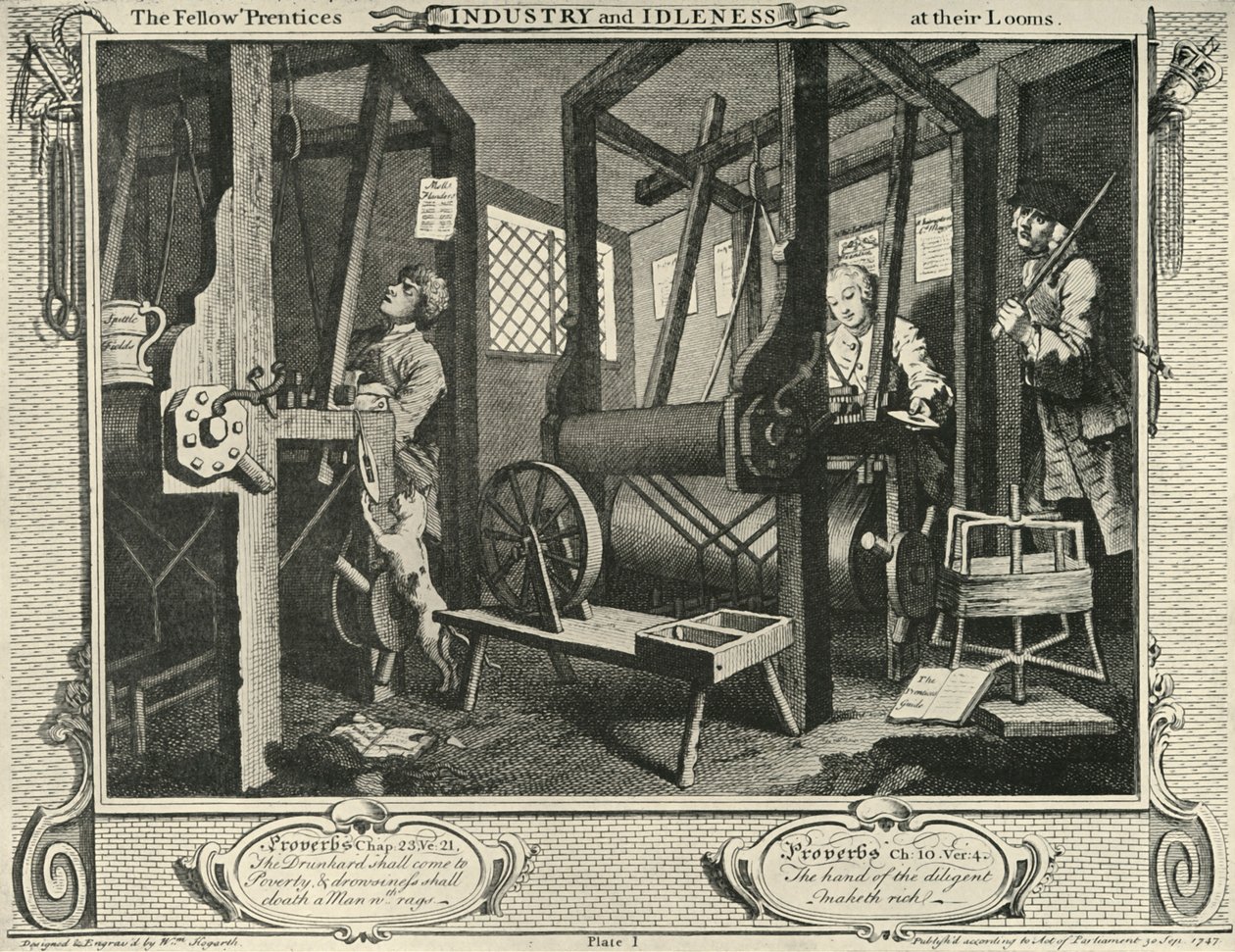 Wnętrze warsztatu tkackiego, 1747, 1925. autorstwa William Hogarth