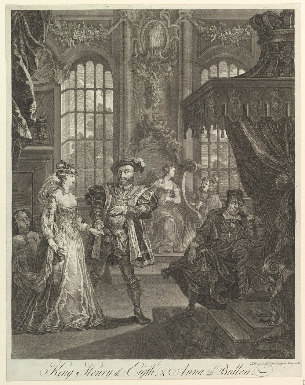 Król Henryk VIII i Anna Bullen, ca. 1728. autorstwa William Hogarth