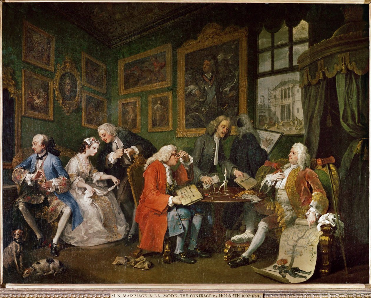 Mariage a la mode, seria sześciu satyrycznych obrazów (malarstwo na płótnie) autorstwa William Hogarth