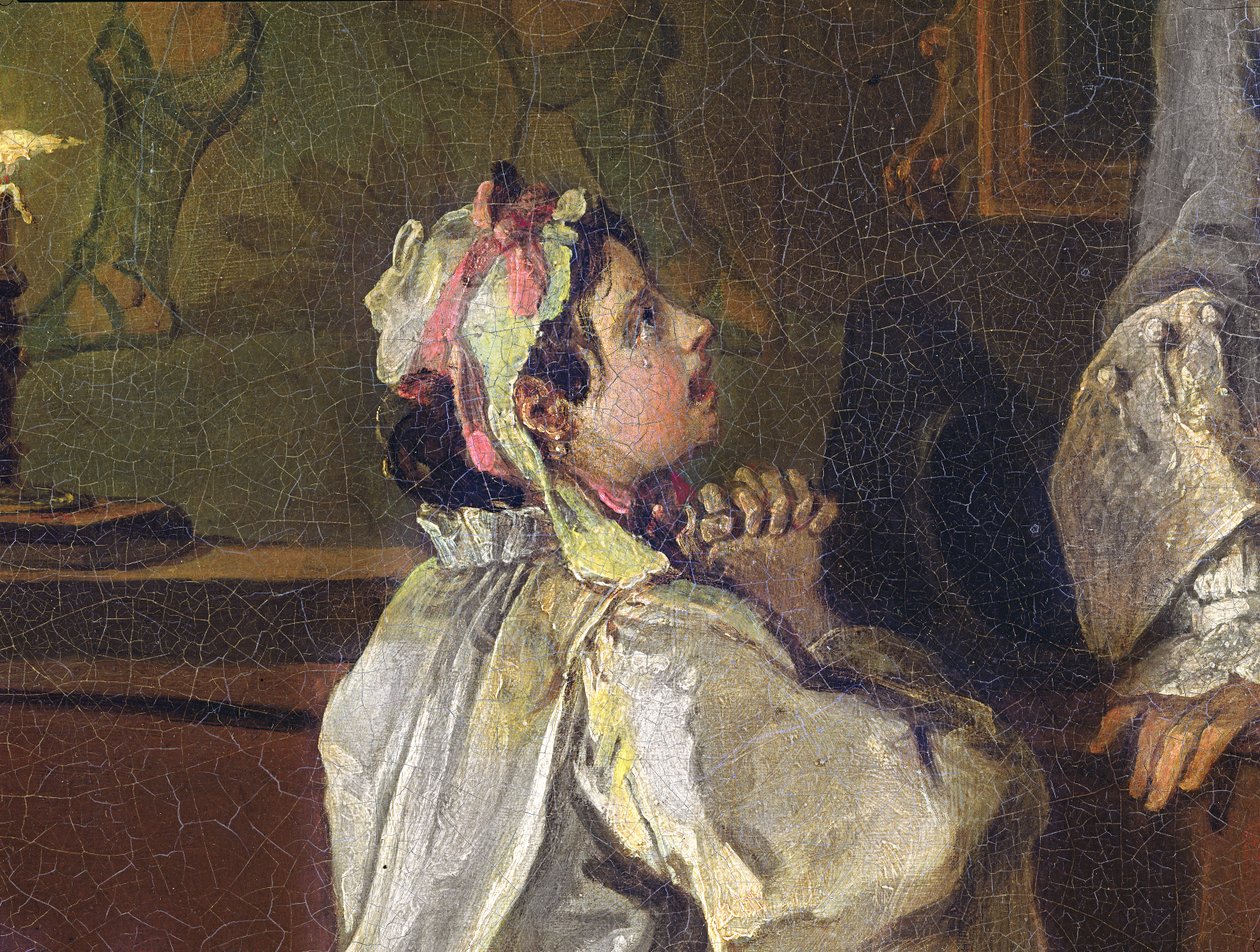 Małżeństwo a la Mode:V, Bagnio, ok.1743 (olej na płótnie) (detal z 182093) autorstwa William Hogarth