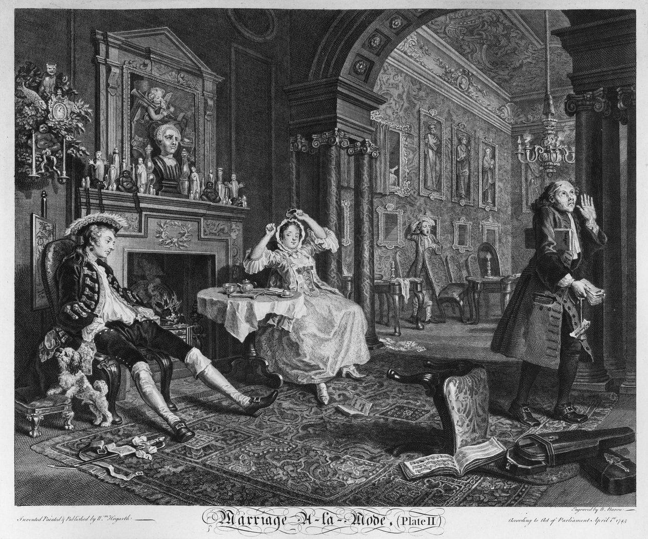 Małżeństwo a la Mode, płyta II, The Tete a Tete, 1745 autorstwa William Hogarth